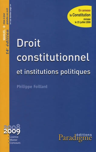 Droit constitutionnel et institutions politiques - Philippe Foillard - Livre
