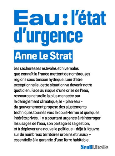 Eau : L'état d'urgence - Anne Le Strat - Livre