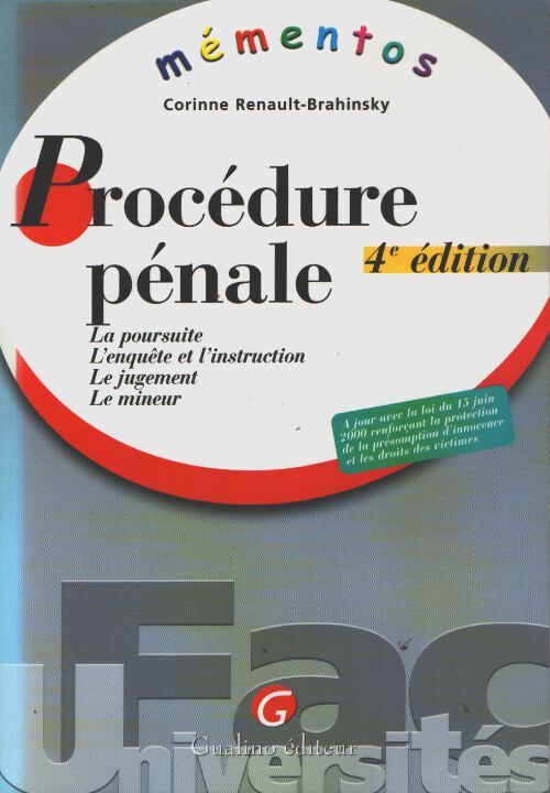 Procédure penale. 4eme edition - Corinne Renault-Brahinsky - Livre