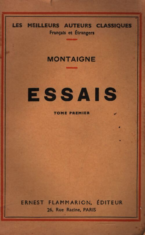 Essais Tome I - Michel De Montaigne - Livre