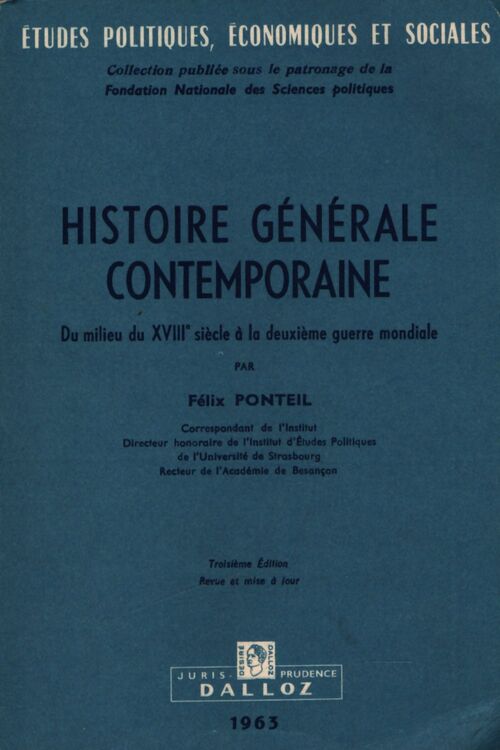 Histoire générale contemporaine - Félix Ponteil - Livre