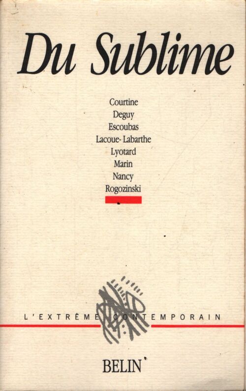 Du sublime - Courtine - Livre