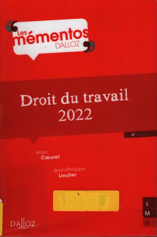 Droit du travail 2022 4ed - Alain Coeuret - Livre
