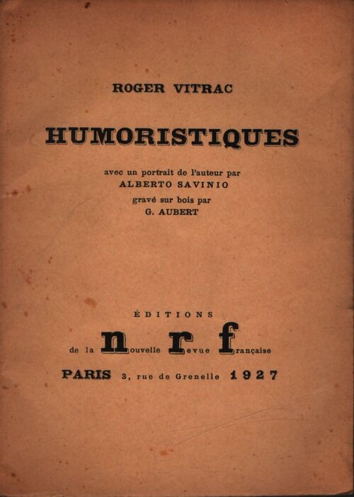 Humoristiques - Roger Vitrac - Livre