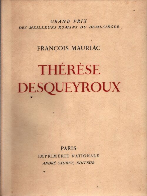 Thérèse desqueyroux - François Mauriac - Livre