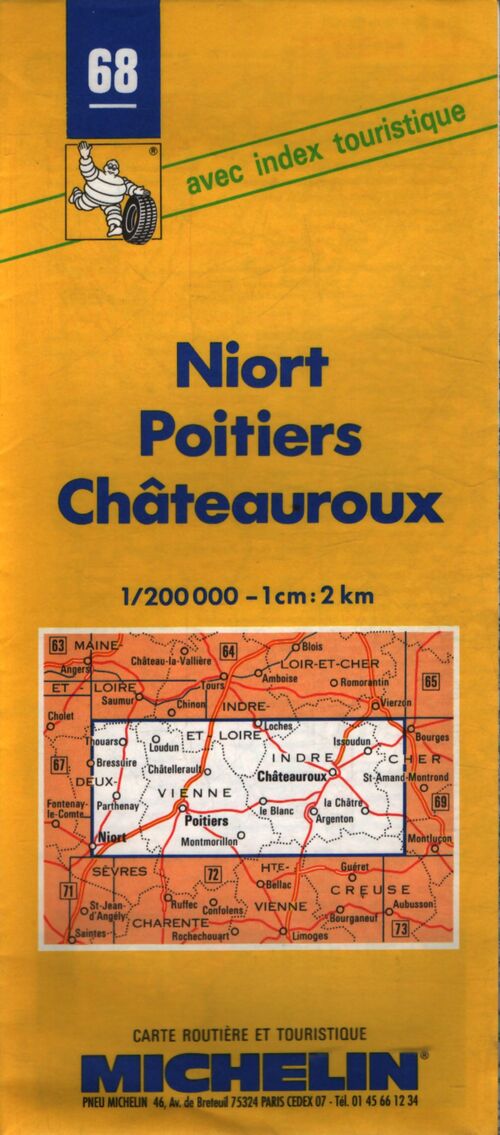 Carte routière : Niort - Poitiers - châteauroux n°68 - Cartes Michelin - Livre