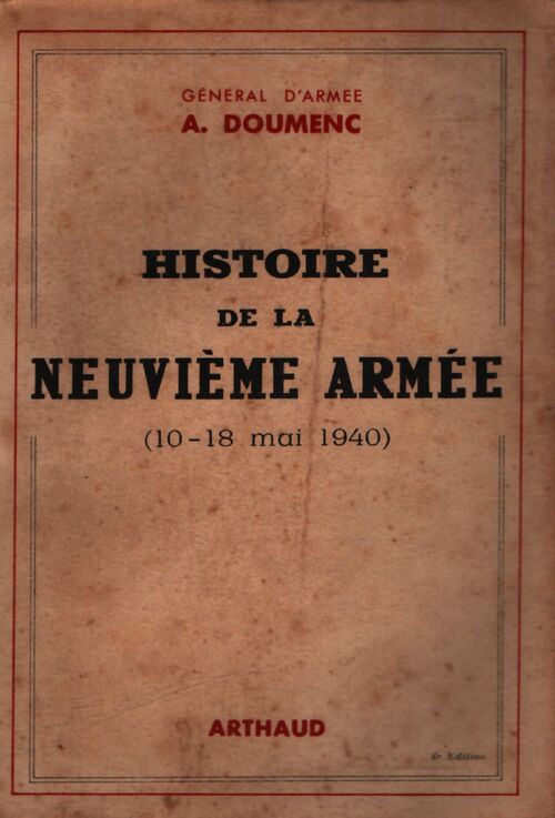 Histoire de la neuvième armée - A Doumenc - Livre
