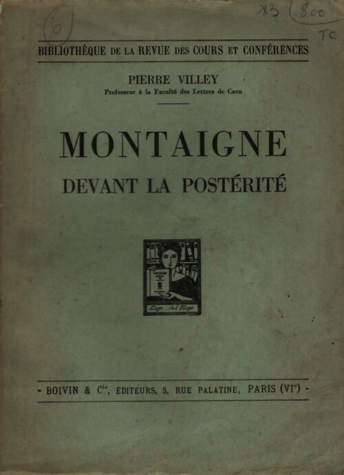 Montaigne devant la postérité - Pierre Villey - Livre