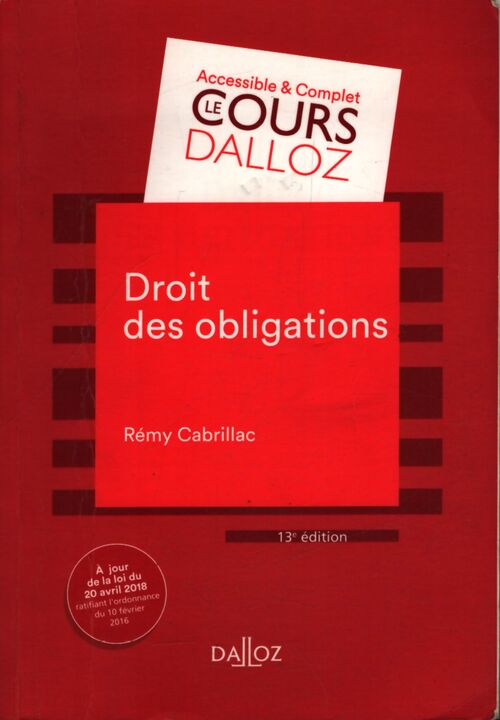Droit des obligations - Rémy Cabrillac - Livre