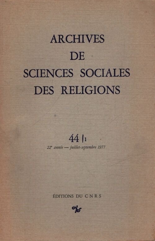 Archives de sciences sociales des religions 44. 1 - Collectif - Livre