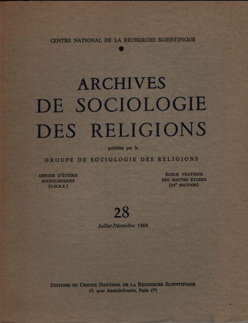 Archives de sciences sociales des religions n°28 - Collectif - Livre