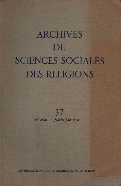 Archives de sciences sociales des religions n°37 - Collectif - Livre