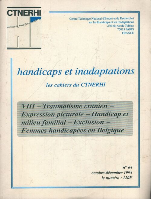 Les cahies du CTNERHI handicaps et inadaptations n°64 - Collectif - Livre
