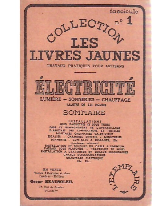 Electricité : lumières, sonneries, chauffage - Oscar Beausoleil -  Les livres jaunes - Livre