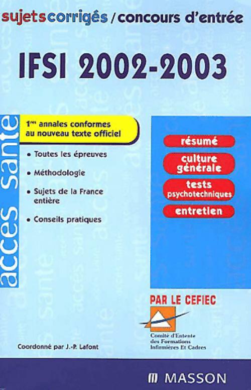 IFSI 2002-2003 - J.-P. Lafont - Sujets corrigés - Livre