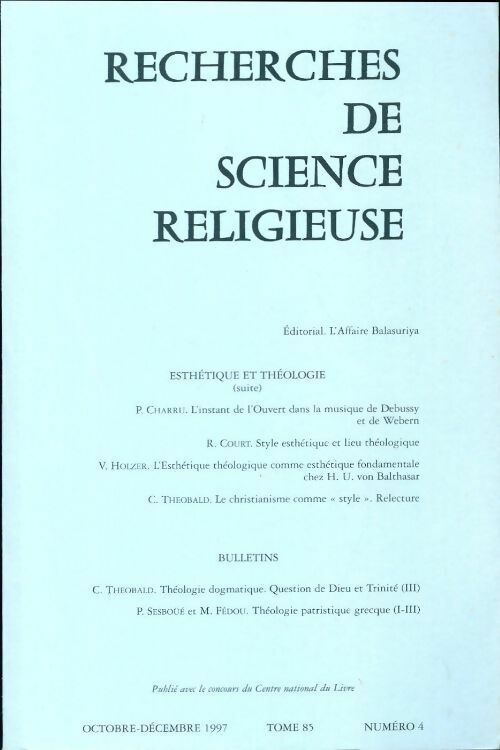 Recherches de science religieuse n°85-4 - Collectif - Recherches de science religieuse - Livre