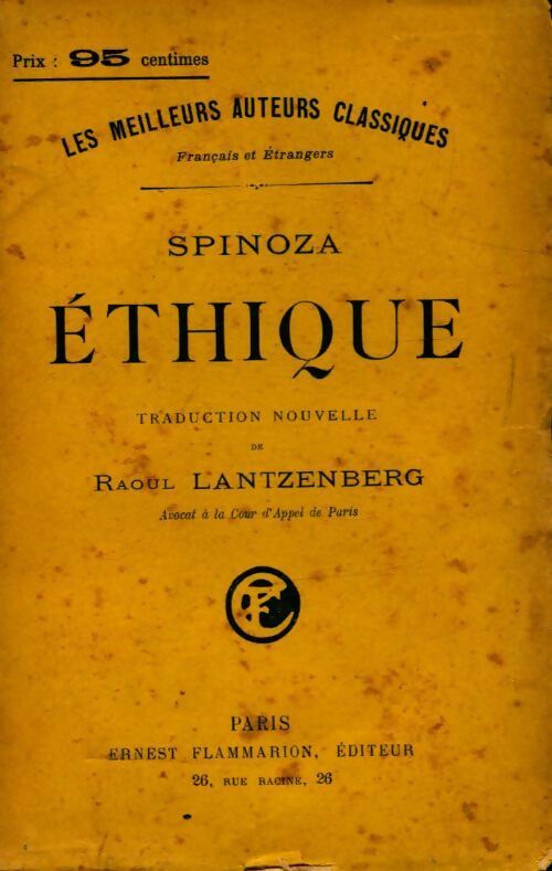 Ethique - Baruch Spinoza - Les meilleurs auteurs classiques - Livre
