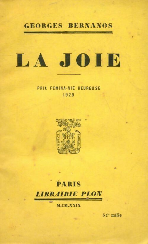 La joie - Georges Bernanos - Plon poches divers - Livre