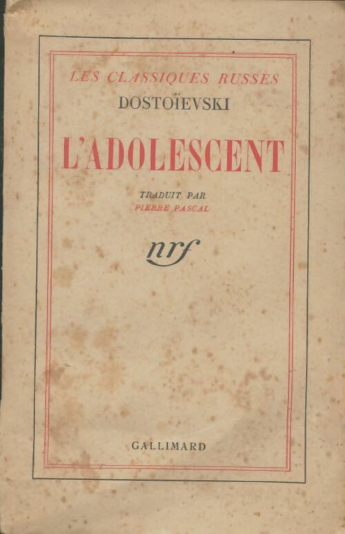 L'adolescent - Fedor Dostoïevski - Gallimard GF - Livre