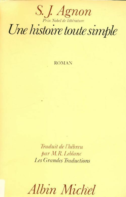 Une histoire toute simple - Samuel Agnon - Les grandes traductions - Livre