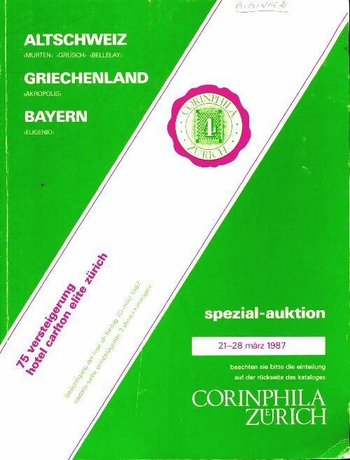 75 versteigerung hotel Carlton elite Zürich 21-28 märz 1987 : Altschweiz - Collectif - Corinphila - Livre