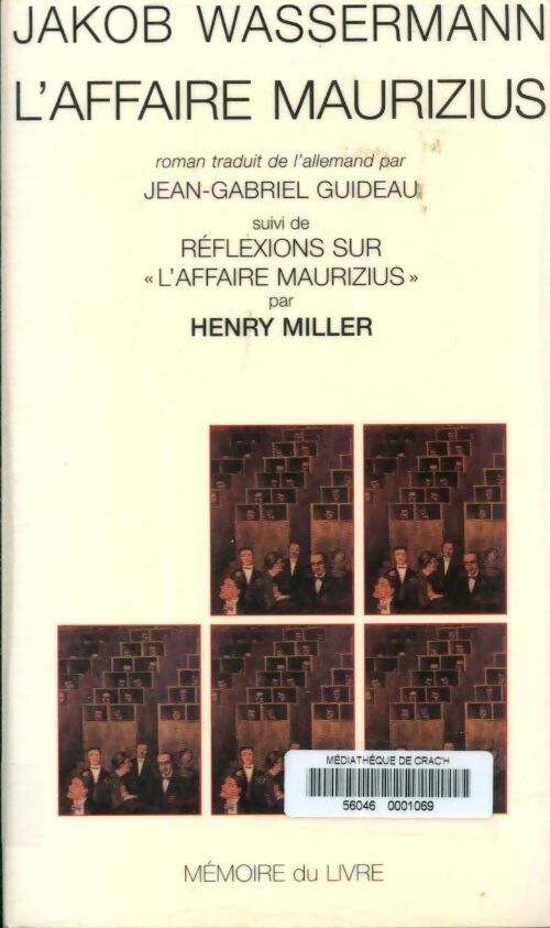 L'affaire Maurizius - Jakob Wassermann - Mémoire du livre GF - Livre