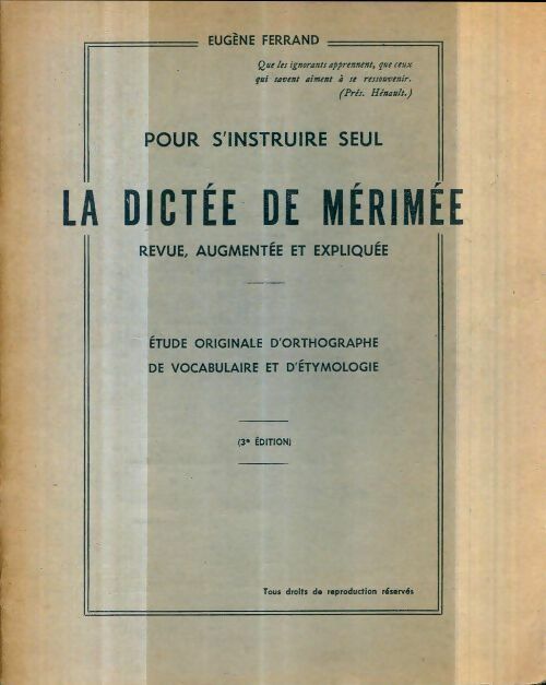 La dictée de Mérimée - Eugène Ferrand - Delmas GF - Livre