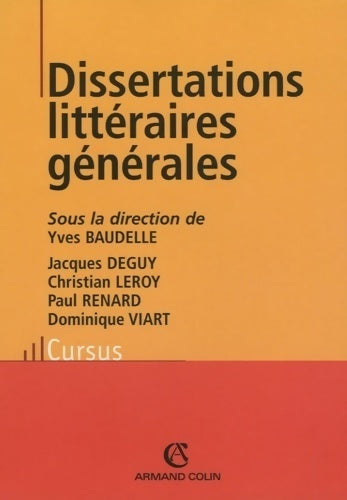 Dissertations littéraires générales - Yves Baudelle - Cursus - Livre