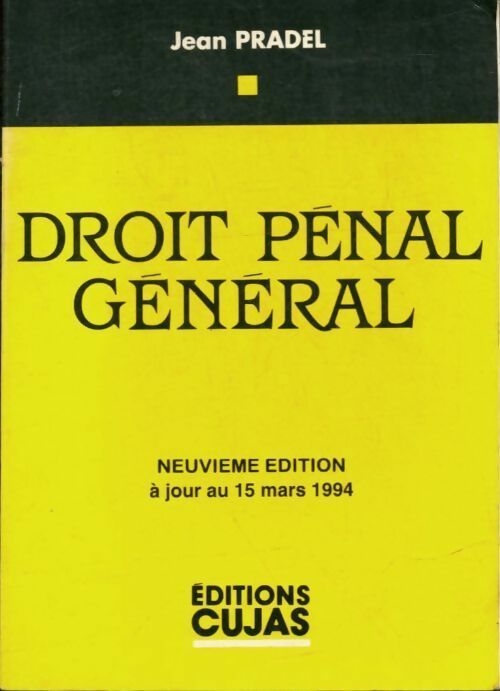 Droit pénal Tome I - Pradel - Cujas poches divers - Livre