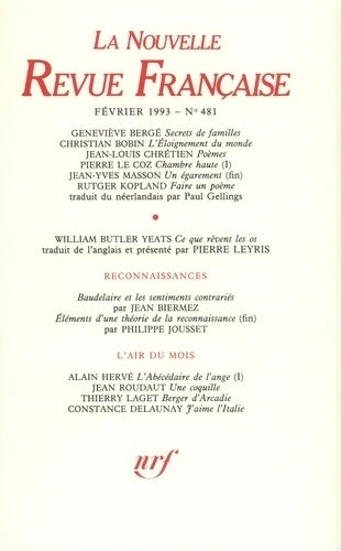 La n. R. F. Numéro 481 - Collectif - Gallimard GF - Livre