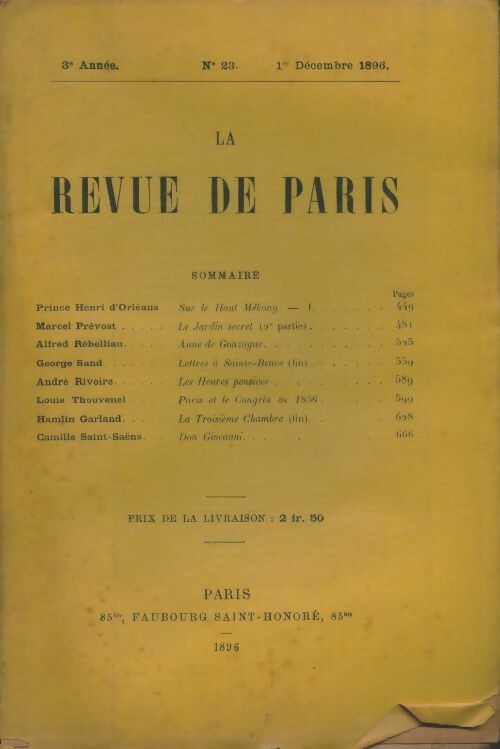La revue de Paris 3e année n°23 - Collectif - La revue de Paris - Livre
