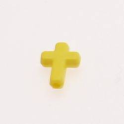 Perle breloque en verre croix 12x16mm couleur jaune (x 1)
