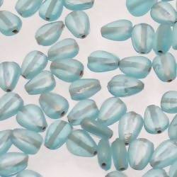 Perles en verre forme de goutte plate 10x7mm couleur bleu turquoise brillant (x 1)
