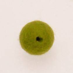 Perles en laine ronde Ø20mm couleur vert pomme (x 1)