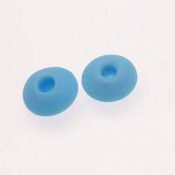 Perles en verre forme soucoupes Ø15mm couleur Bleu Ciel givré (x 2)