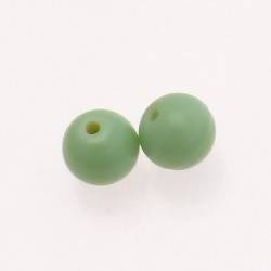 Perle en verre ronde Ø10mm couleur vert opaque (x 2)