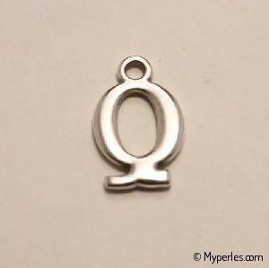 Perle en métal breloque alphabet lettre Q 12mm couleur Argent (x 1)