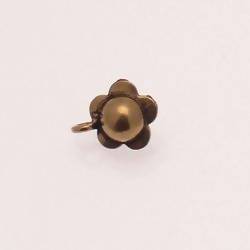 Perle en métal breloque forme fleur boule en métal couleur vieil or (x 1)