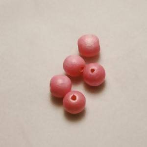 Perles en Bois rondes Ø6mm couleur rose (x 5)
