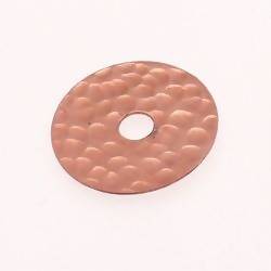 Perle en métal martelé forme Disque Ø30mm couleur Cuivre (x 1)