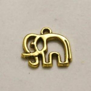 Perle en métal breloque éléphant profil stylisé16x16mm couleur or (x 1)
