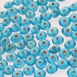 Perles en verre forme soucoupes Ø8mm couleur bleu turquoise transparent (x 10)