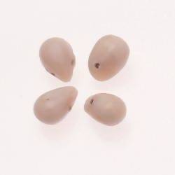 Perles en verre forme de grosses gouttes couleur beige opaque (x 4)