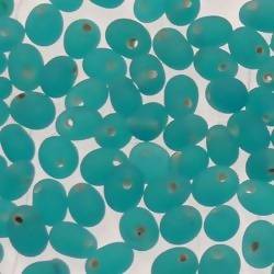 Perles en verre forme de petite goutte Ø5mm couleur bleu turquoise givré (x 10)