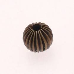 Perle en métal léger boule striée Ø12mm couleur vieil or (x 1)
