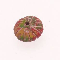 Perle Soucoupe en terre cuite Bénares rouge & verte (x 1)
