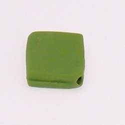 Perle en verre forme maxi carré 25x25mm couleur vert pomme givré (x 1)