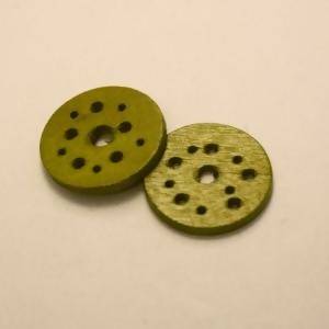 Disque perforés en coco 25 mm Couleur vert kaki (x 2)