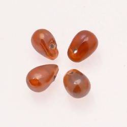 Perles en verre forme de grosses gouttes couleur orange brillant (x 4)