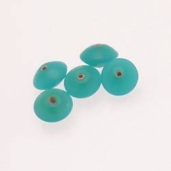 Perles en verre forme soucoupes Ø10-12mm couleur bleu des mers du Sud opaque (x 5)